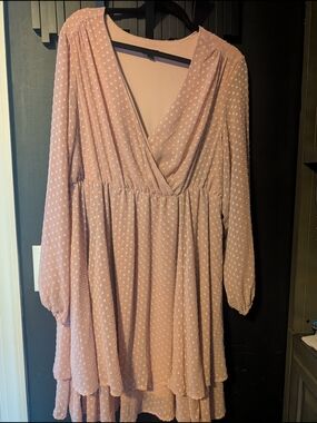 Torrid Blush Pink Polka Dot V-Neck Dress